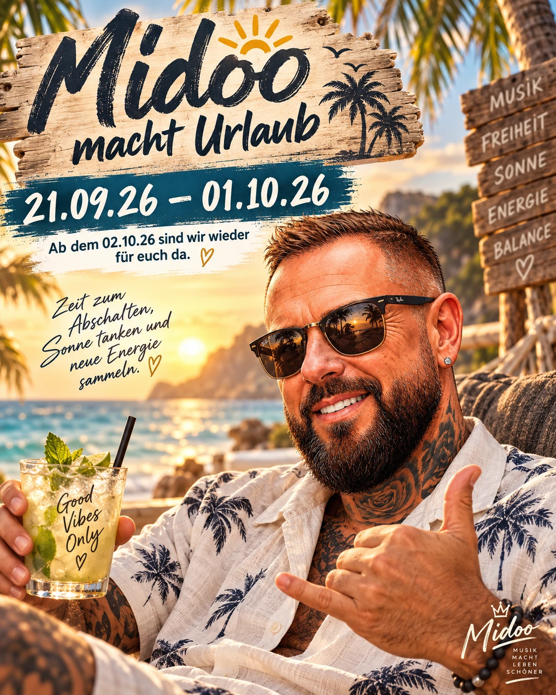 Midoo macht Urlaub vom 21. September bis 1. Oktober 2026